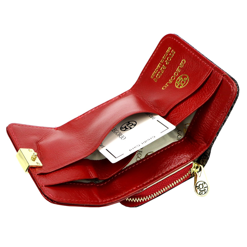 Gregorio damska mała portmonetka skórzany stylowy portfel wzór skóra węża