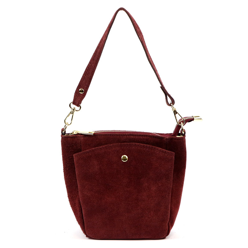 Vera Pelle damska listonoszka torebka na ramię skóra naturalna zamszowa