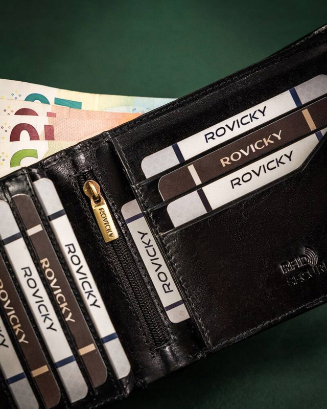 Kompaktowy męski skórzany portfel z RFID Rovicky