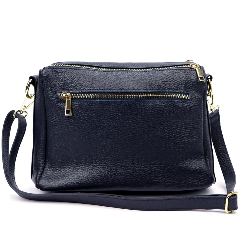 Luka damska listonoszka na ramię skóra naturalna dwie komory trzy kieszenie