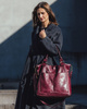 Torebka skórzana XL shopper vintage bag z kieszeniami vera pelle - MARCO MAZZINI burgund