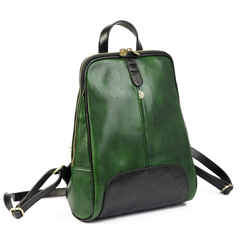 Florence Miejski Damski plecak skóra naturalna z kieszeniami na suwak