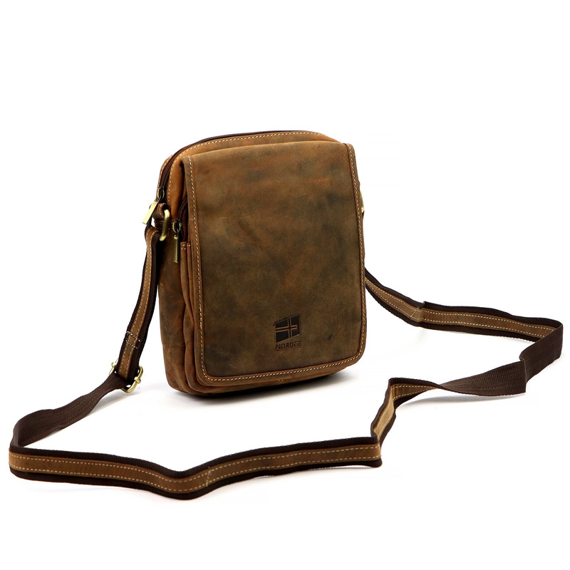 Nordee męska saszetka skóra naturalna torba miejska na ramię z kieszeniami