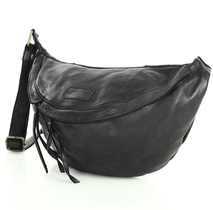 Uniwersalna torebka nerka półksiężyc crossbody runway - skóra naturalna Marco Mazzini czarny