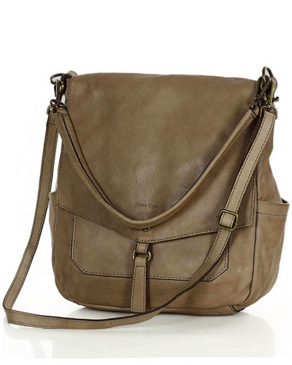 Wygodna torba damska na ramię skóra naturalna vera pelle - MARCO MAZZINI beż taupe