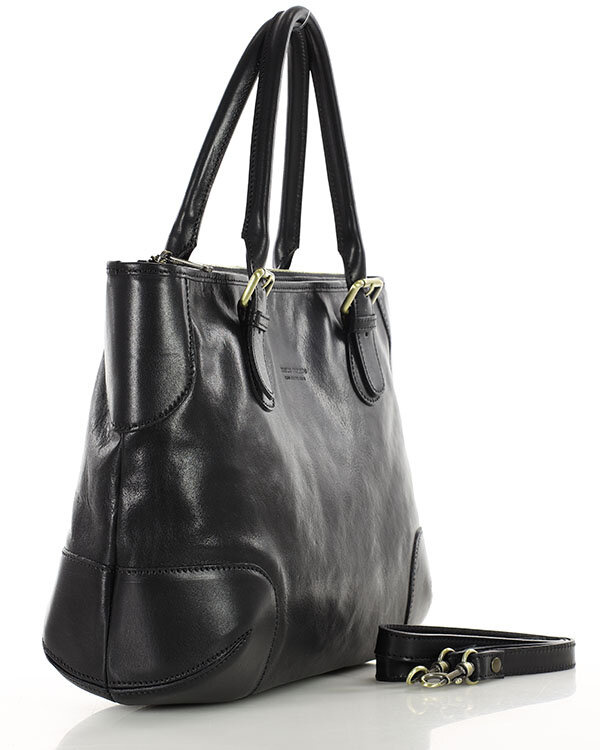 Torebka do ręki kuferek genuine leather made in italy - MARCO MAZZINI czarny