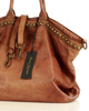 Duża torebka skórzana oversize style shopper bag - MARCO MAZZINI brąz camel