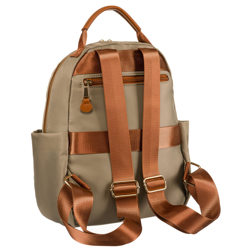 Praktyczny plecak miejski w kolorach khaki i brązowym, zamykany na suwak - Peterson