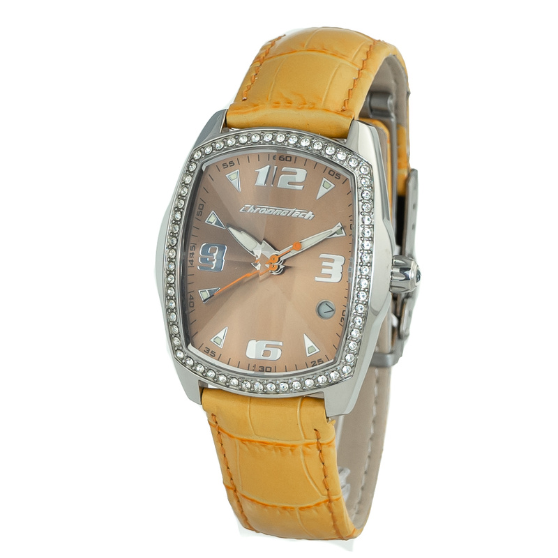 Zegarek CHRONOTECH CT7504LS-06. Kwarcowy, Kolor pomarańczowy. Kobieta.