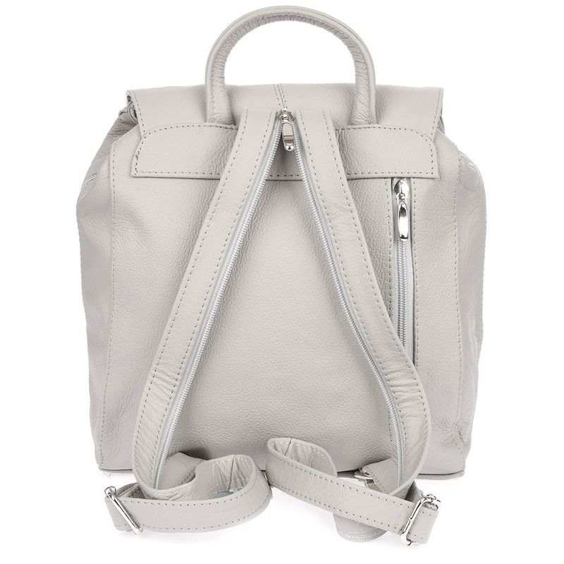 Beltimore plecak skórzany damski z klapą solidny jasno- szary S41