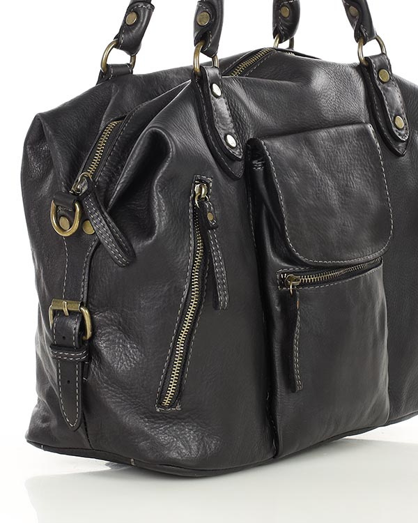 Torba biznesowa bowling retro bag skórzana - MARCO MAZZINI czarny