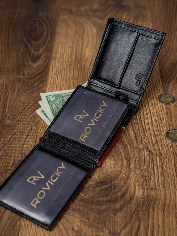 Portfel Skórzany Męski Rozbudowany Skóra Naturalna RFID Rovicky