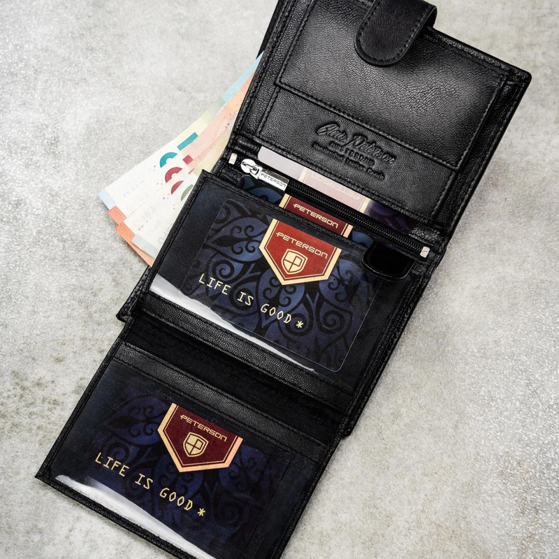 Meski zestaw prezentowy skóra naturalna Peterson PTN SET N4L-DOT BLACK