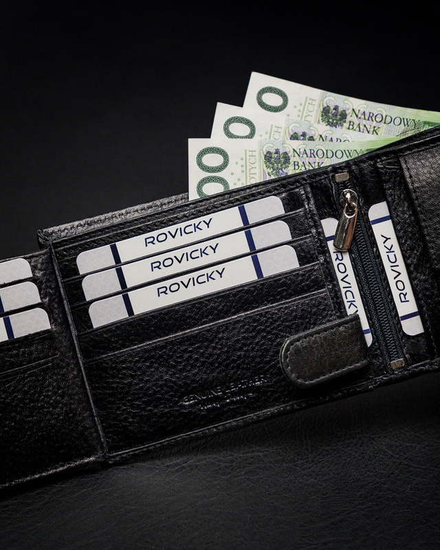 Zgrabny męski skórzany portfel z RFID od Rovicky