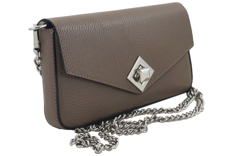 Modna torebka skórzana włoska - Beżowe ciemne