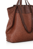 Torba damska pleciona shopper & shoulder leather bag MAZZINI brąz