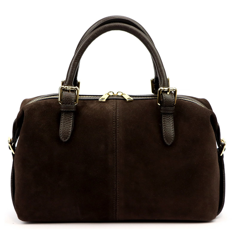 Vera Pelle damska torebka do ręki skóra naturalna kuferek z paskiem