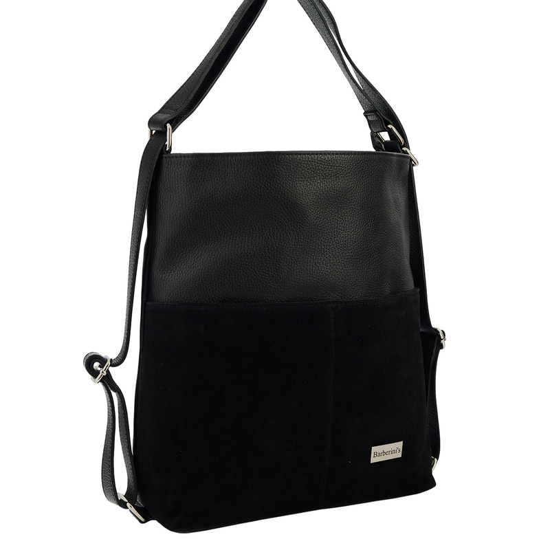 Torebka plecak z zamszem - Czarna