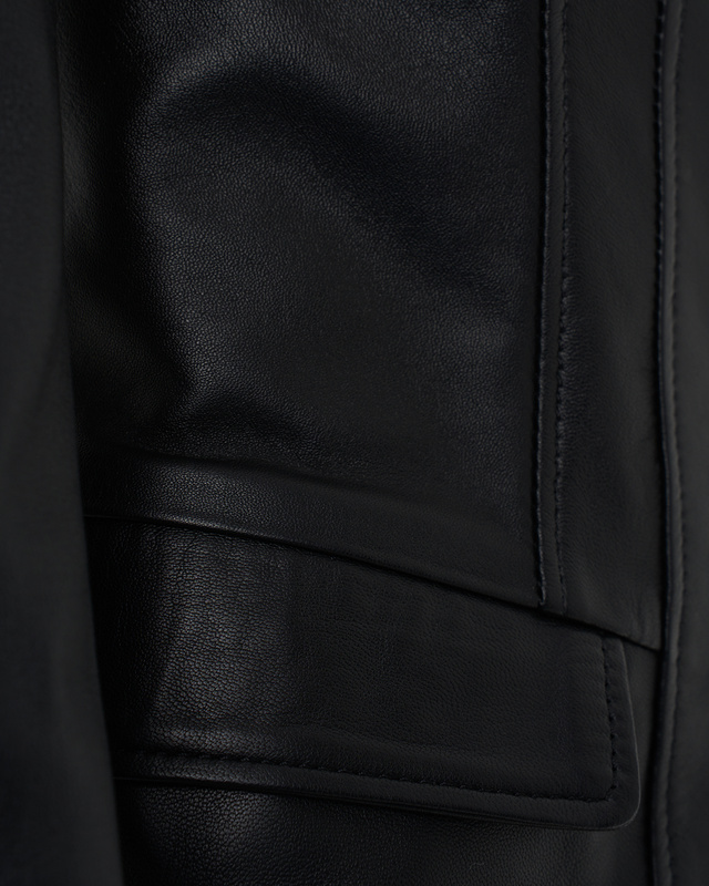 Bukowski Skórzana kurtka damska casual stylowa okrągły dekolt