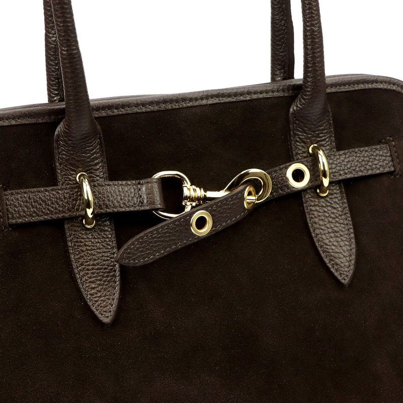 Vera Pelle damska torebka na ramię skóra naturalna zamszowa z kieszeniami