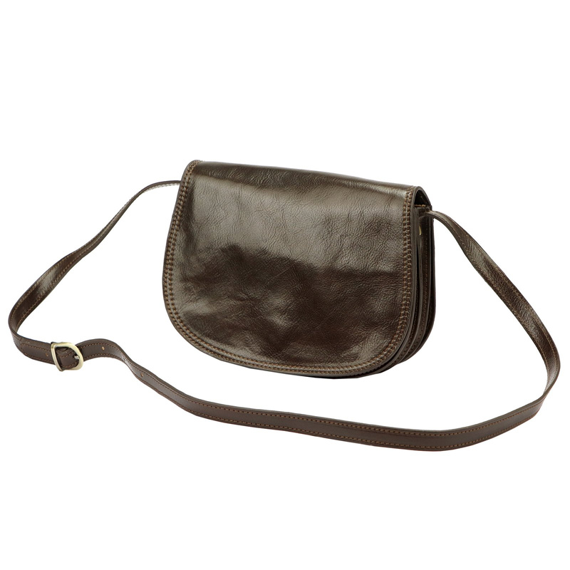 Florence Skórzana damska listonoszka przez ramię dwie komory kieszenie