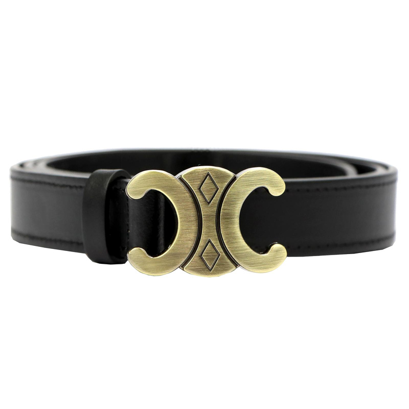 Gregorio Damski pasek do spodni skóra naturalna ze stylową klamrą złotą