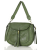 Marco Mazzini Torebka classic saddle bag ze skóry naturalnej na ramie zielony militare