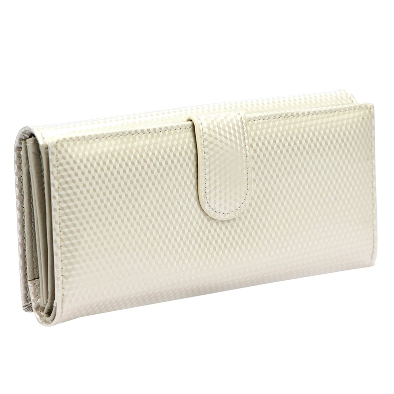 Lakierowany duży Skórzany damski portfel Gregorio