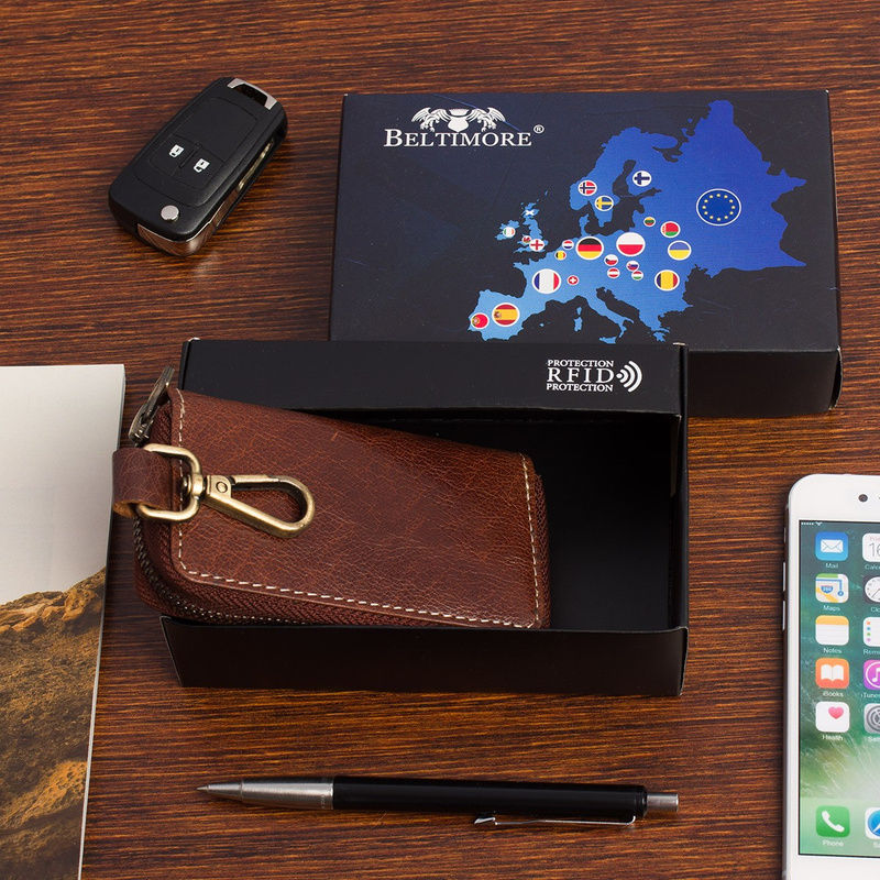 Etui na klucze premium skórzane kluczówka Beltimore tan P87