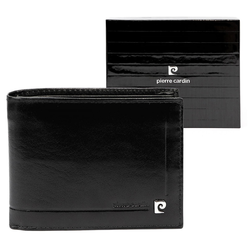 Pierre Cardin męski portfel skóra naturalna poziomy składany RFID