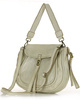 Marco Mazzini Torebka classic saddle bag ze skóry naturalnej na ramie beż taupe