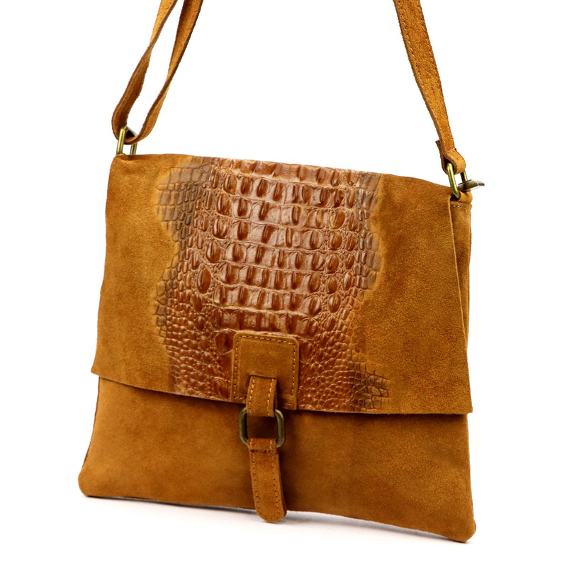 Vera Pelle damska listonoszka skórzana torebka na ramię skóra krokodyla