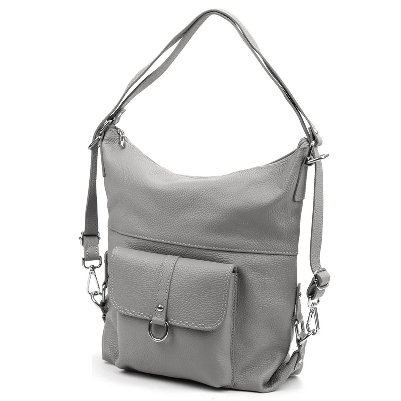 PATRIZIA Duża elegancka damska skórzana torebka na ramię z kieszeniami