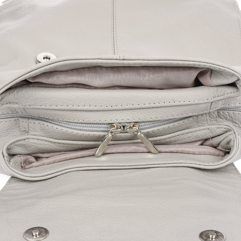 Beltimore plecak skórzany damski z klapą solidny jasno- szary S41