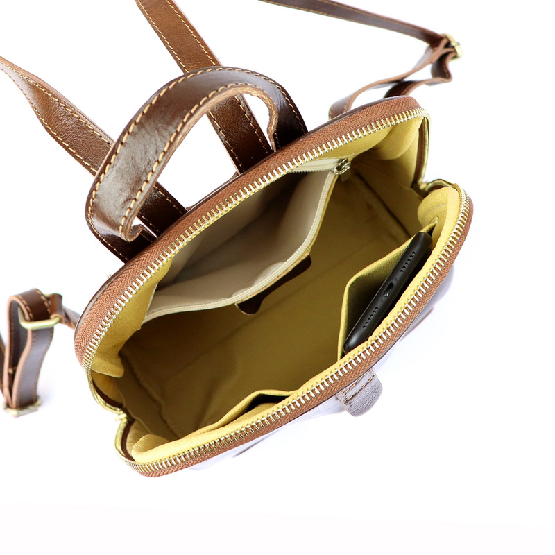 Florence Miejski Damski plecak skóra naturalna z kieszeniami na suwak