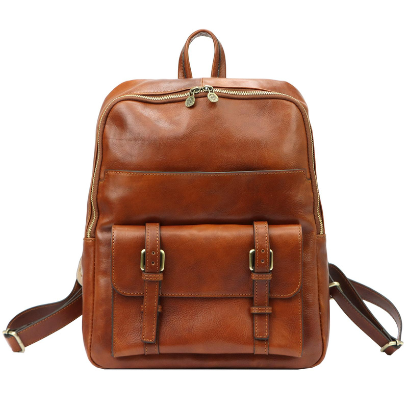 Florence Duży praktyczny damski plecak miejski skóra naturalna kieszenie