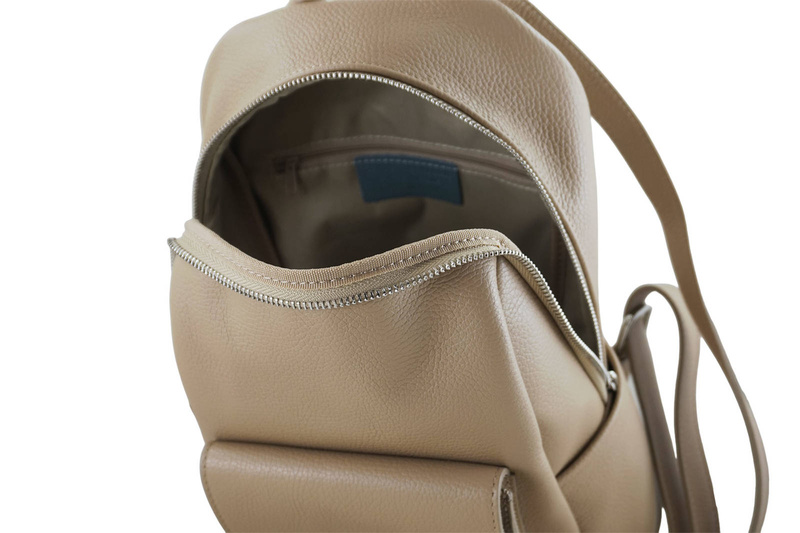 Damski plecak miejski skórzany - Beżowy
