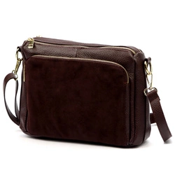 Luka damska listonoszka na ramię skóra naturalna dwie komory trzy kieszenie