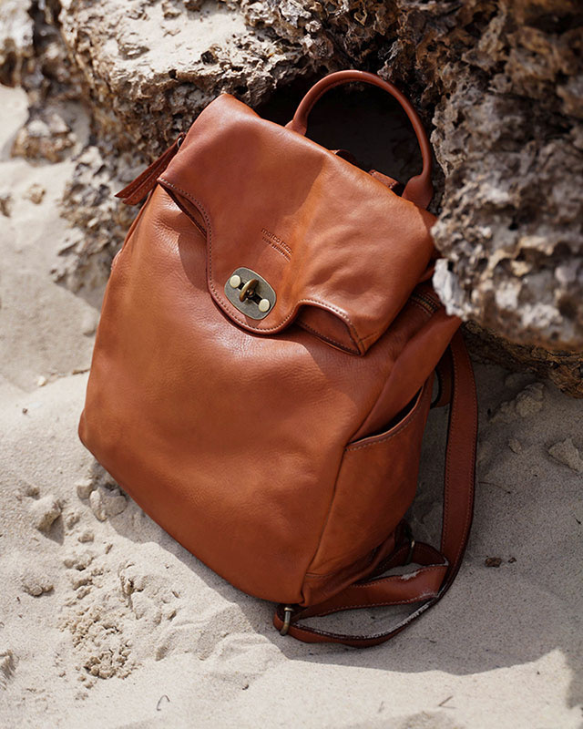 MARCO MAZZINI Duży akademicki plecak old pelle travel big brąz camel