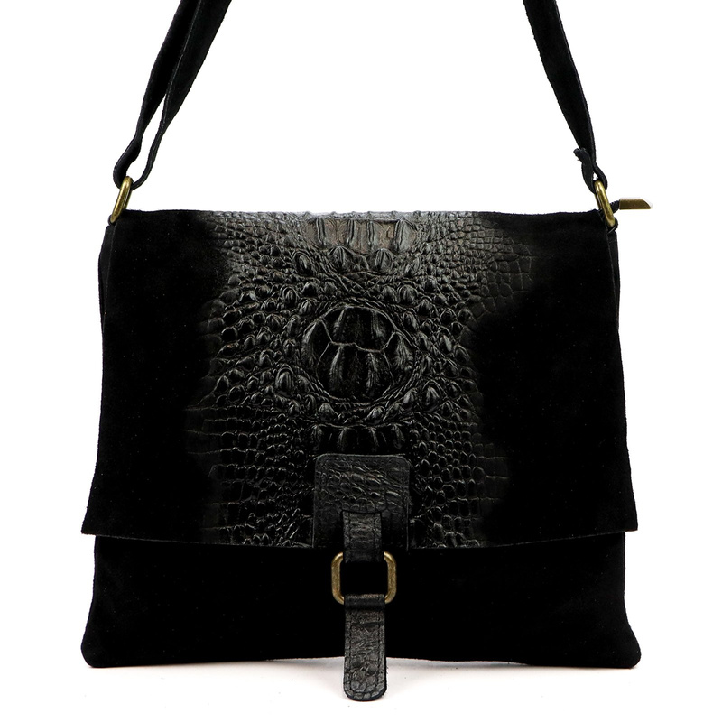 Vera Pelle damska listonoszka skórzana torebka na ramię skóra krokodyla