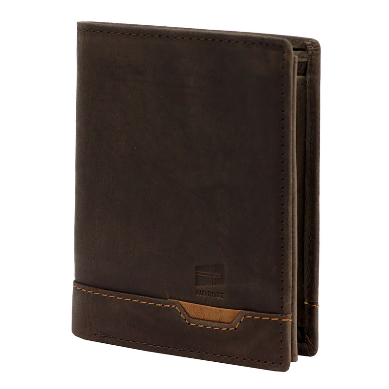 Nordee męski portfel skóra naturalna pionowa portmonetka składana duża