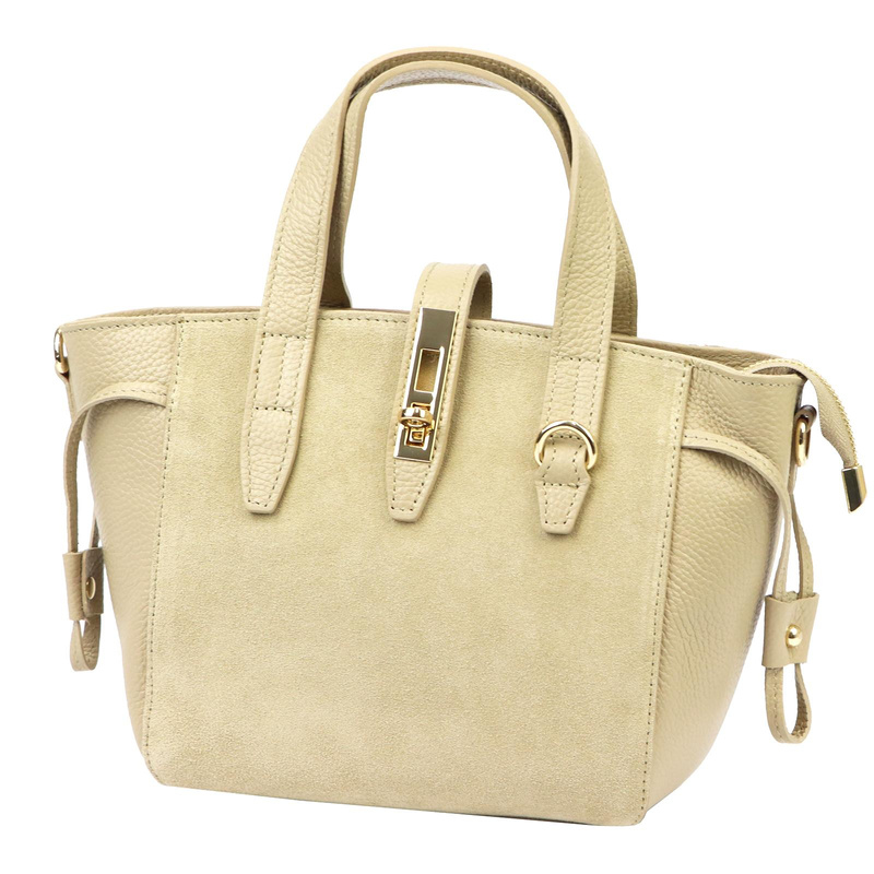 Luka Skórzany damski kuferek torebka do ręki z dopinanym paskiem elegancki