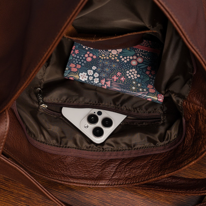 Plecak Torebka Skórzana damska A4 worek Beltimore brązowa U37