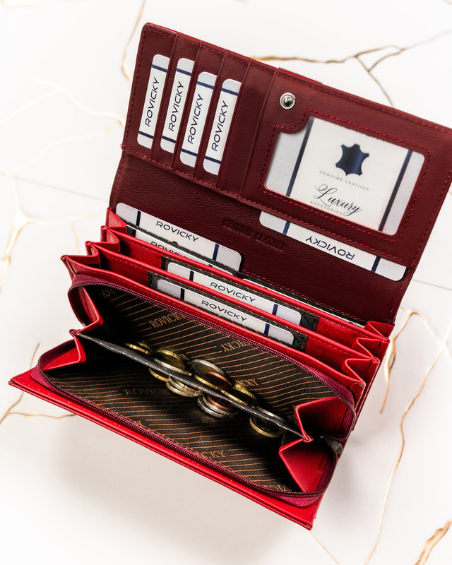 skóra naturalna + Damski portfel ze skóry ekologicznej Rovicky RPX-20A-3