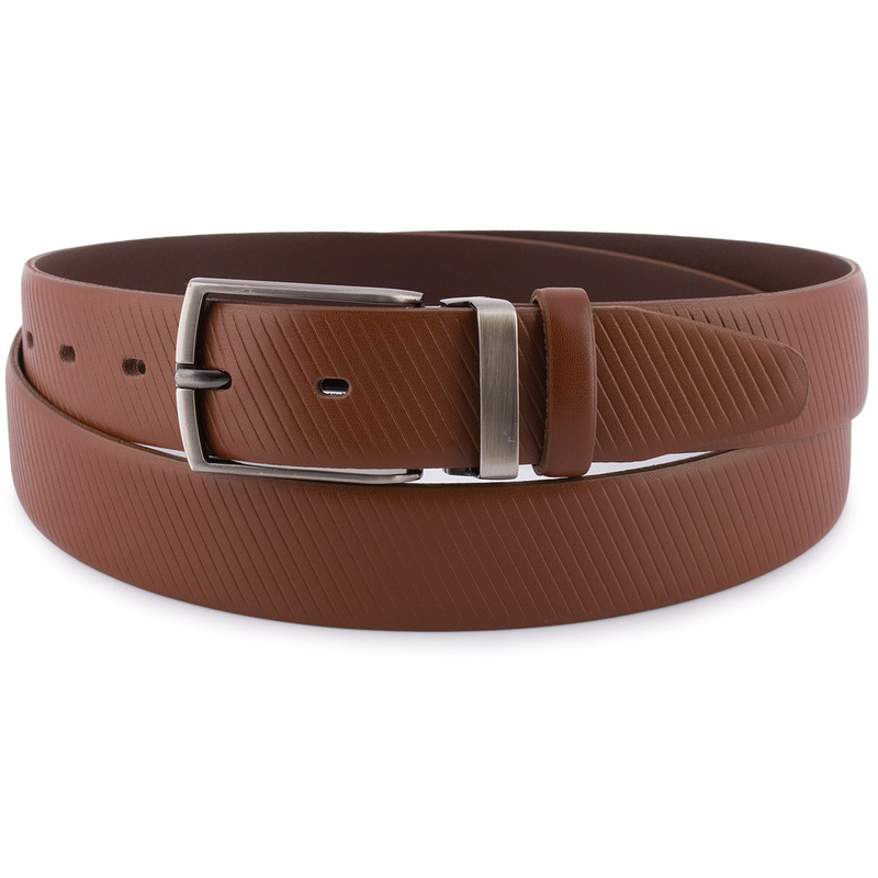 Pasek męski skórzany premium 3,5 cm skóra licowa Beltimore brązowy E41 : Kolory - brązowy, beżowy, Rozmiar pasków - r.85-100 cm