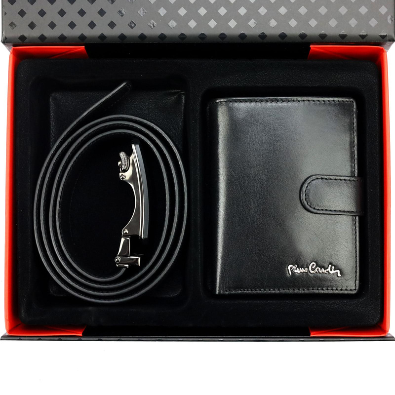 Pierre Cardin skórzany męski zestaw na prezent portfel i pasek do spodni