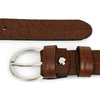 Skórzany pasek damski do spodni sukienki Beltimore ciemny brąz 3 cm W84 : Kolory - brązowy, beżowy, Rozmiar pasków - r.95-110 cm