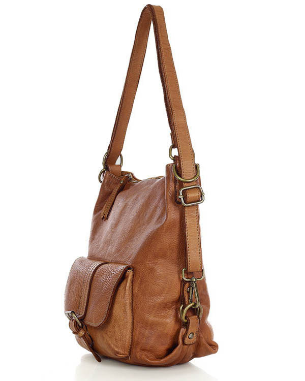 Torba skórzana dla wymagających z opcją plecak old school leather bag - MARCO MAZZINI camel