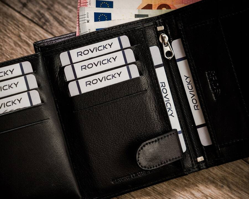 Stylowy duży Skórzany męski portfel Rovicky z RFID