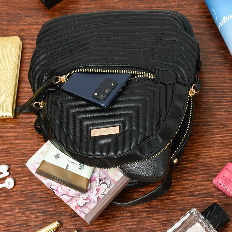 Plecak damski ekoskóra pojemny B5 regulowany modny czarny I61